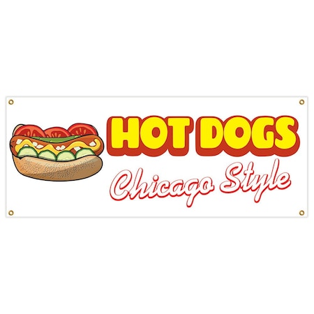 Hot Dogs Chicago Style Banner Heavy Duty 13 Oz Vinyl With Grommets